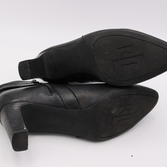 Ralph Lauren Black Nara Leather Booties Size 9 B - Picture 7 of 10